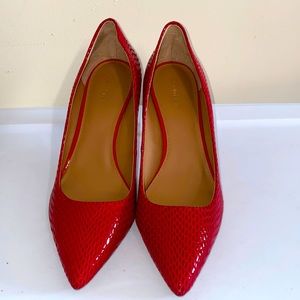 Red snakeskin heel
